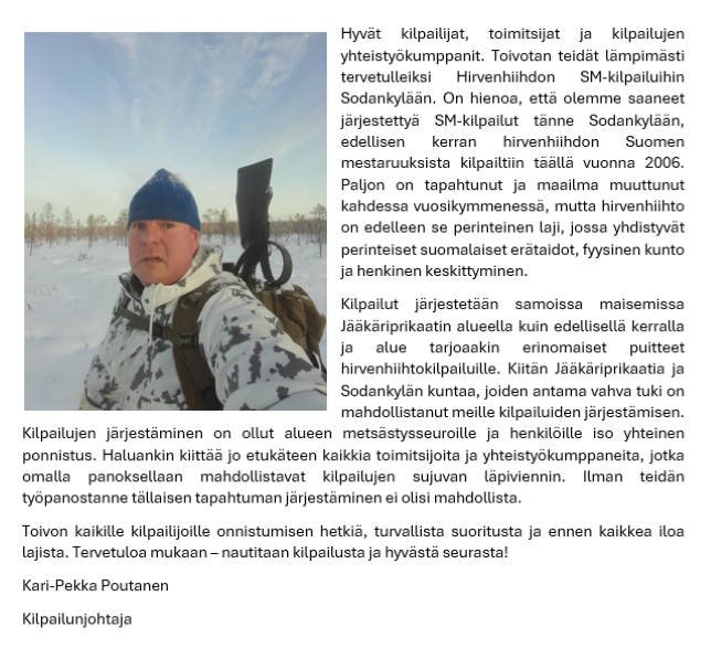 kilpailunjohtajan tervehdys