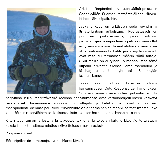 kilpailun suojelijan tervehdys